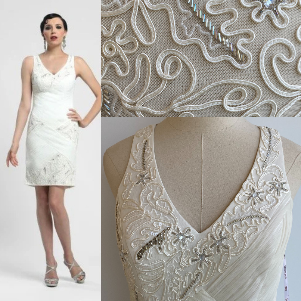 Vtg Sue Wong Dress Embroidery Cut-Out Lace Back Bead Jewel 4 Party Wedding NWT